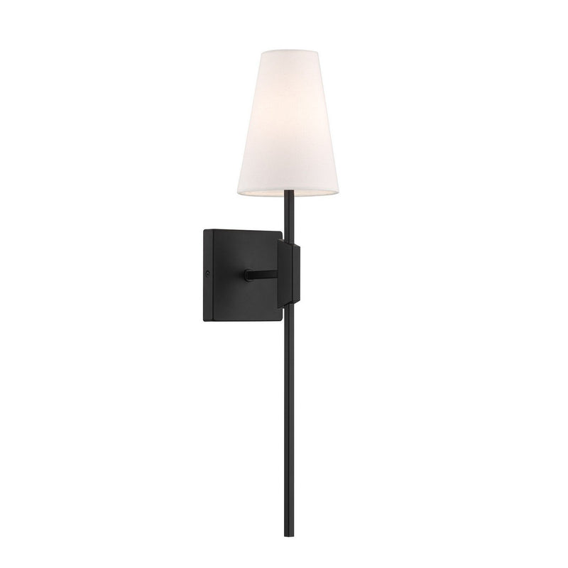 Linear Linen Shade 24" 1-Light Wall Sconce in Matte Black
