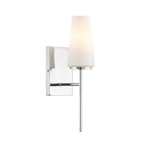 Fluted Opal Cylinder 1-Light Bath Sconce in Chrome