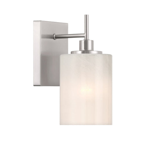 Strie Glass Cylinder 1-Light Bath Sconce in Brushed Nickel