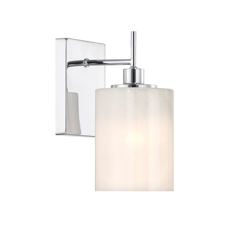 Strie Glass Cylinder 1-Light Bath Sconce in Chrome