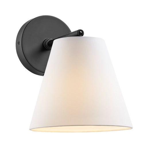 Fabric Shade 1-Light Plug-In Wall Sconce Set of 2 in Matte Black (Set of 2)