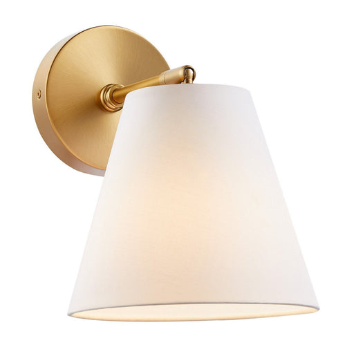 Fabric Shade 1-Light Plug-In Wall Sconce Set of 2 in Natural Brass (Set of 2)