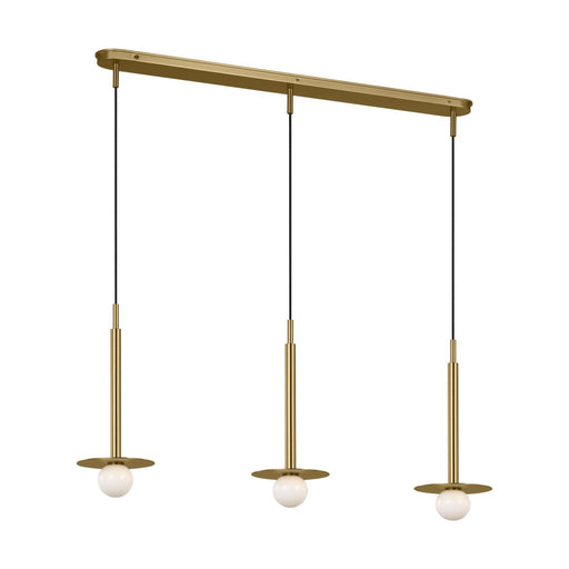 Nodes 3-Light Small Linear Pendant in Burnished Brass