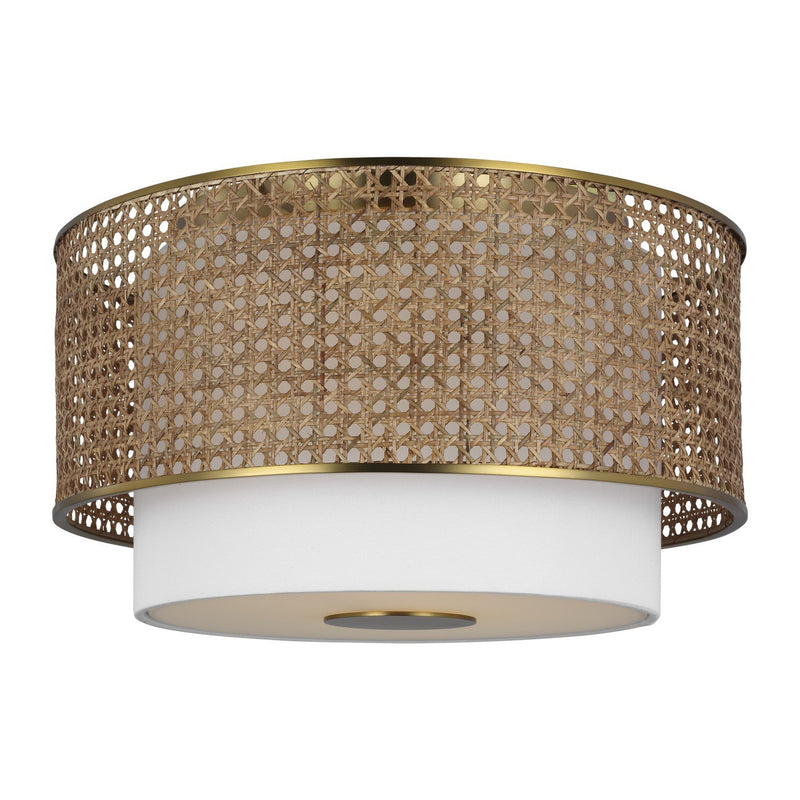 Sawyer 3-Light Flush Mount in Blonde Rattan