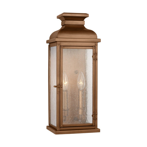Pediment 2-Light Medium Outdoor Wall Lantern in Natural Copper