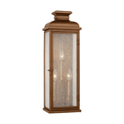Pediment 3-Light Large Outdoor Wall Lantern in Natural Copper