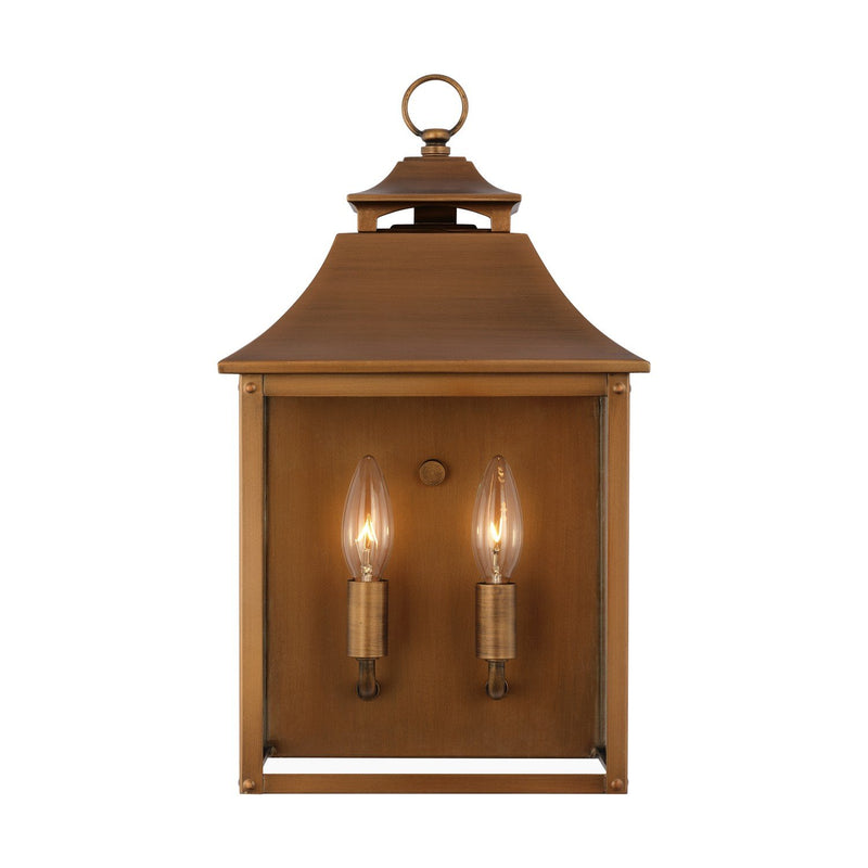 Galena 2-Light Pocket Outdoor Wall Lantern in Natural Copper