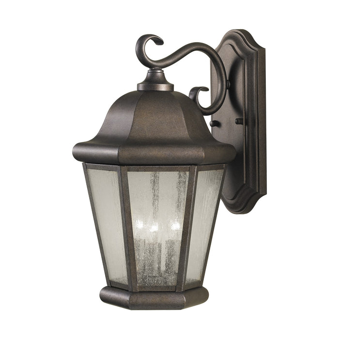 Martinsville Three Light Outdoor Wall Lantern in Corinthian Bronze