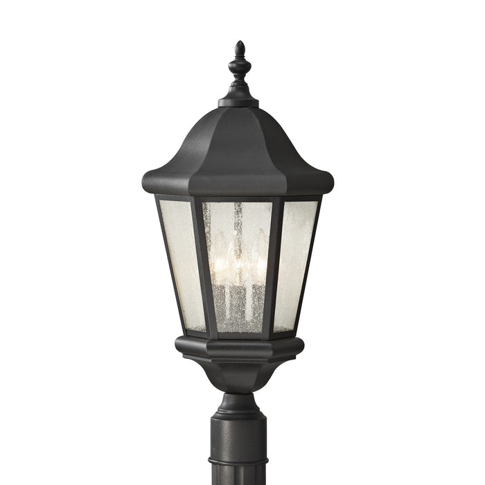 Martinsville Three Light Outdoor Post Lantern in Black