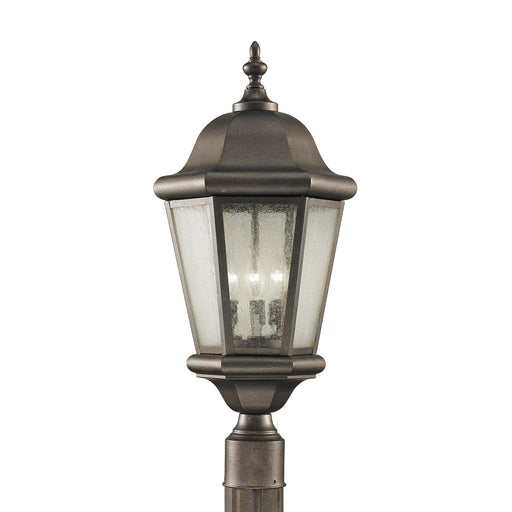 Martinsville Three Light Outdoor Post Lantern in Corinthian Bronze