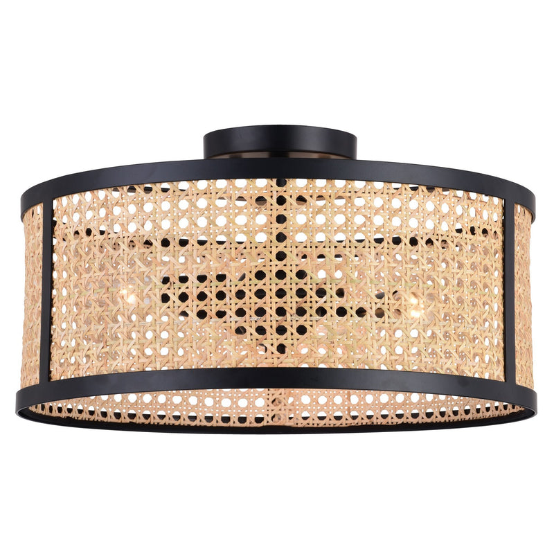 Berens Three Light Semi-Flush Mount in Matte Black