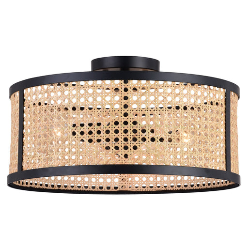Berens Three Light Semi-Flush Mount in Matte Black