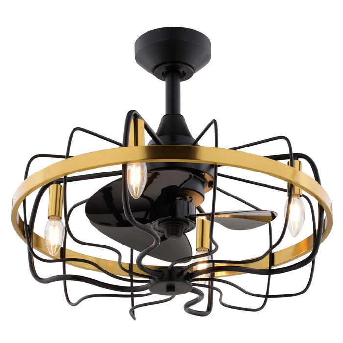 Kenton 21"Ceiling Fan in Black and Satin Brass