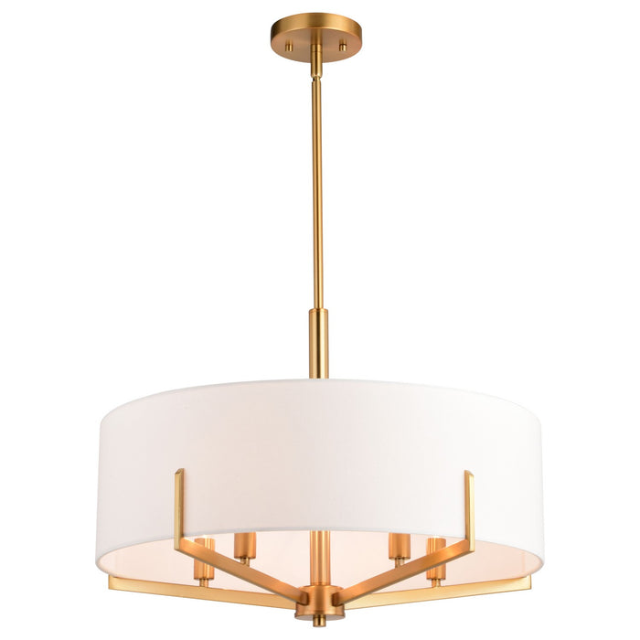 Surrey Five Light Chandelier in Natural Brass