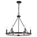 Russel Six Light Chandelier in Matte Black and Weathered Gray