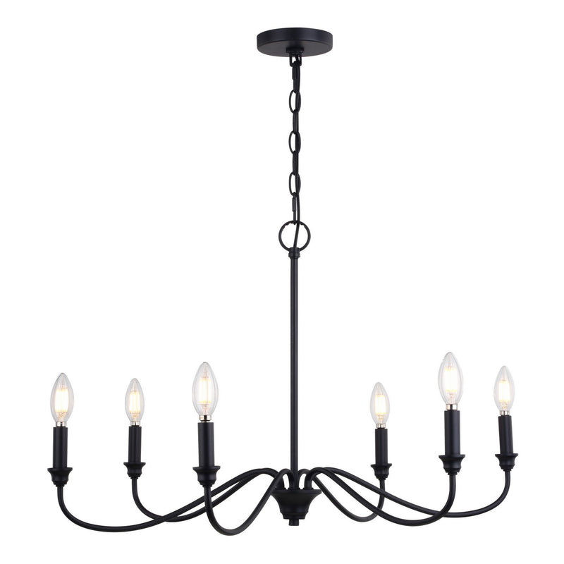 Annabelle Six Light Chandelier in Matte Black
