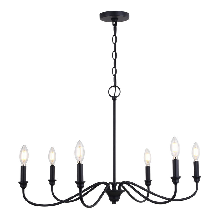 Annabelle Six Light Chandelier in Matte Black
