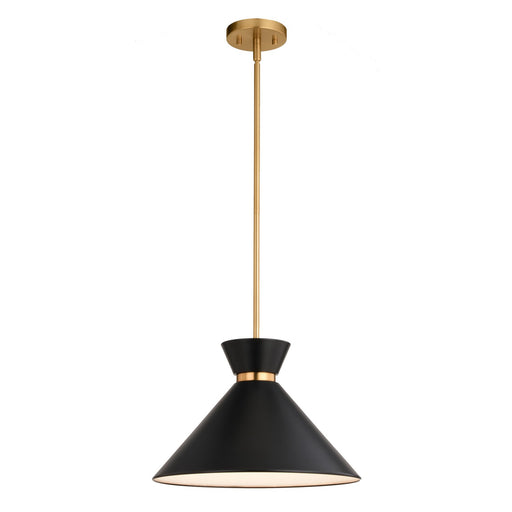 Racine One Light Pendant in Matte Black and Natural Brass