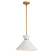 Racine One Light Pendant in Matte White and Natural Brass