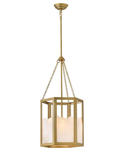 Veleta 3-Light Alabaster Lantern Pendant in Lacquered Brass
