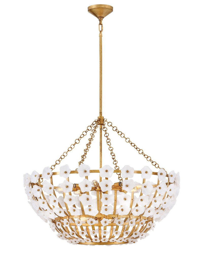 Azalea 12-Light Pendant in Distressed Brass