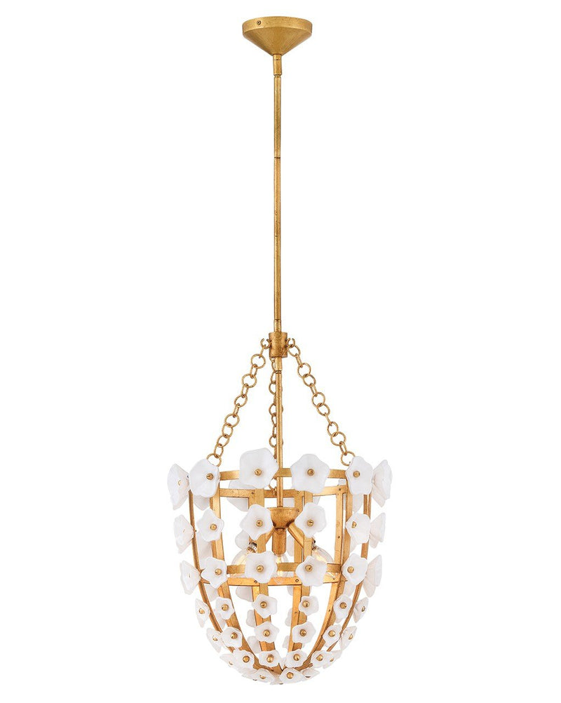 Azalea 3-Light Pendant in Distressed Brass