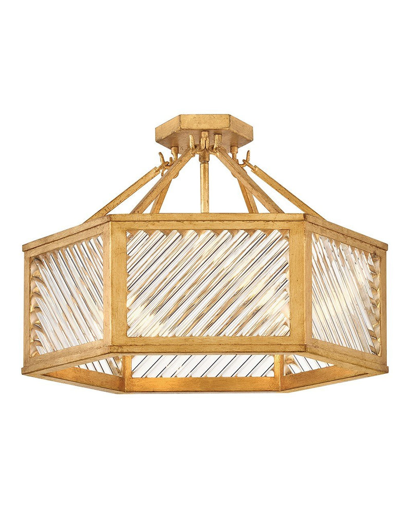 Sura 4-Light Semi-Flush Mount in Distressed Brass