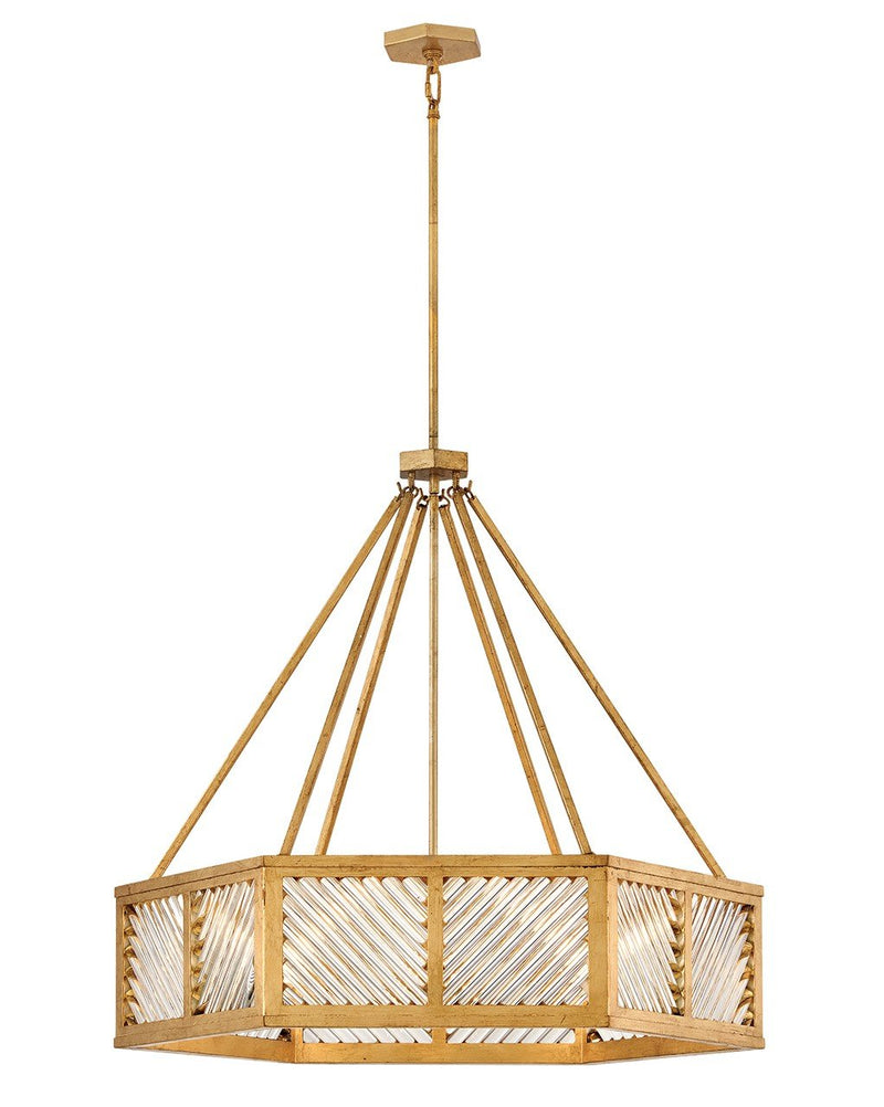 Sura 6-Light Drum Pendant in Distressed Brass