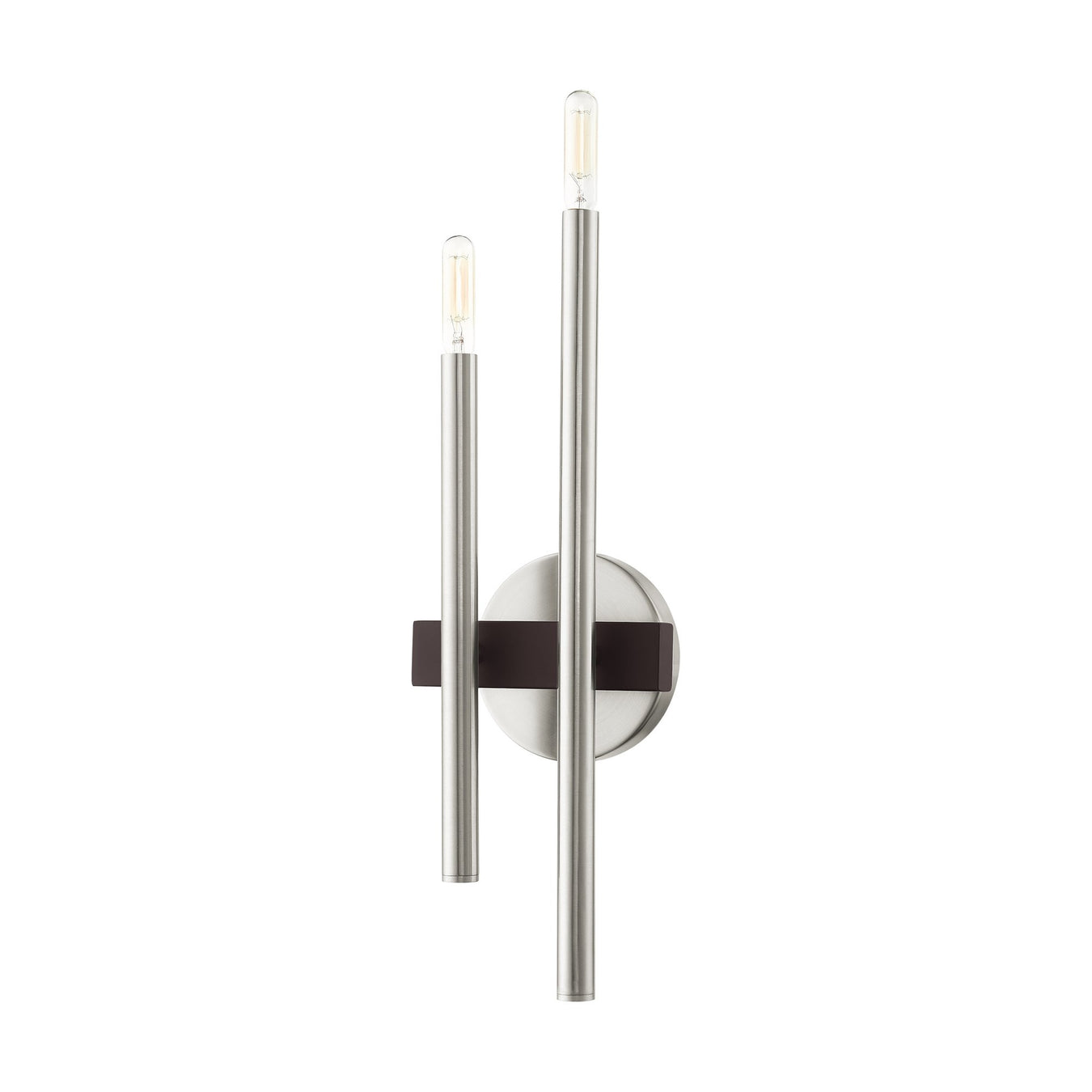 Denmark 2-Light ADA Double Wall Sconce in Brushed Nickel with Bronze Accents
