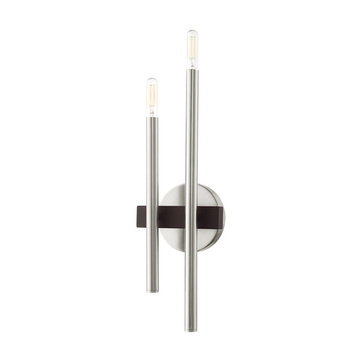 Denmark 2-Light ADA Double Wall Sconce in Brushed Nickel with Bronze Accents