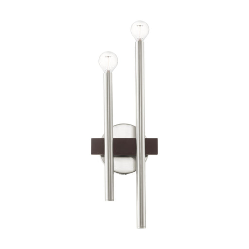 Denmark 2-Light ADA Double Wall Sconce in Brushed Nickel with Bronze Accents