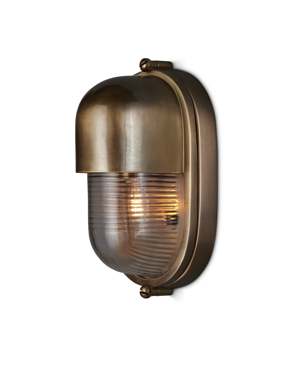 Maritime One Light Outdoor Wall Sconce in Antique Brass / Clear