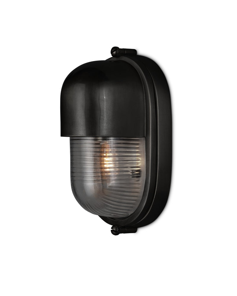 Maritime One Light Outdoor Wall Sconce in Matte Black / Clear