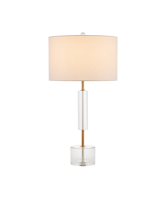 Deville One Light Table Lamp in Clear / Antique Brass