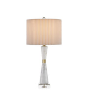 Edelmar One Light Table Lamp in White / Clear / Natural Brass