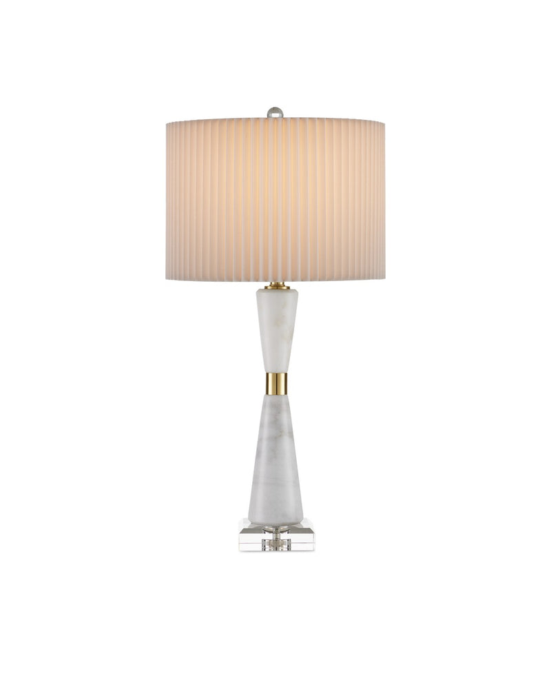 Edelmar One Light Table Lamp in White / Clear / Natural Brass