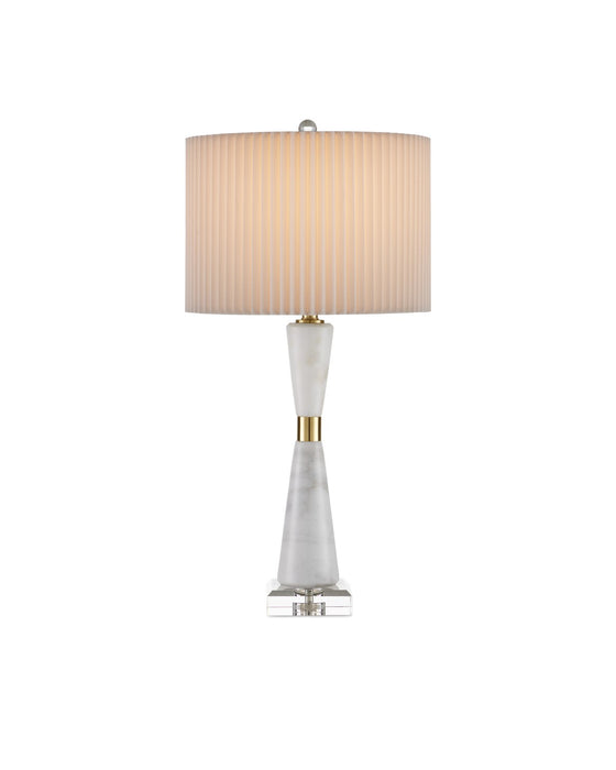 Edelmar 1-Light Table Lamp in White & Clear & Natural Brass - Lamps Expo