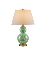 Eau de Nil 1-Light Table Lamp in Green & Textured Antique Gold Leaf - Lamps Expo