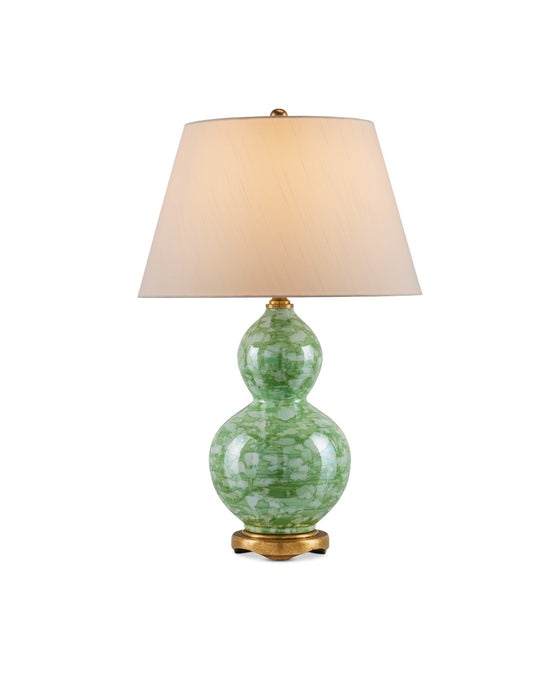 Eau de Nil 1-Light Table Lamp in Green & Textured Antique Gold Leaf - Lamps Expo