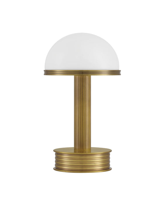 Promenade LED Table Lamp in Antique Brass / Milk