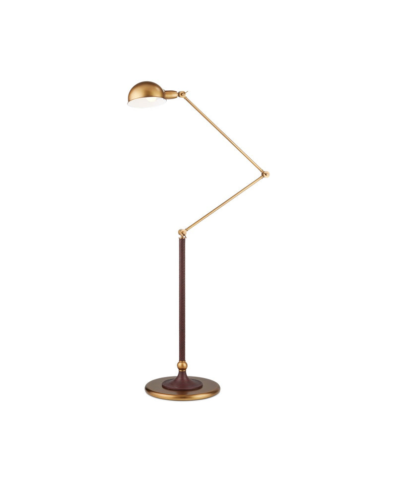 Libretto LED Floor Lamp in Antique Brass / Brownish Red