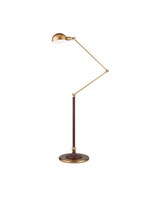 Libretto LED Floor Lamp in Antique Brass & Brownish Red - Lamps Expo