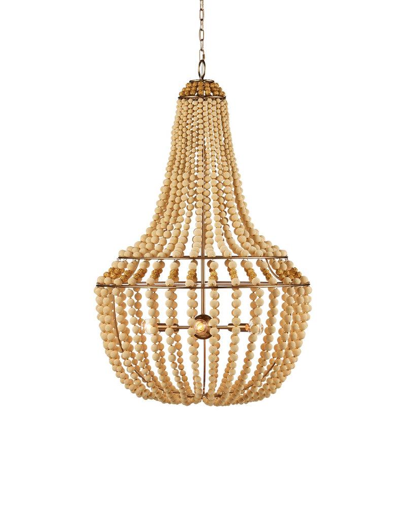 Penelope Six Light Chandelier in Beige / Antique Brass