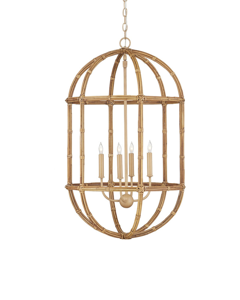 Charrette Four Light Lantern in Natural / Saddle Tan