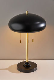 Cap 2-Light Table Lamp in Black & Antique Brass