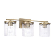Vaughn 3-Light Bath Vanity Light in Aged Brass