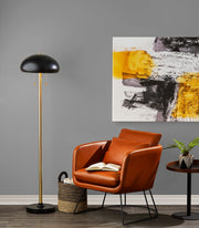Cap 2-Light Floor Lamp in Black & Antique Brass