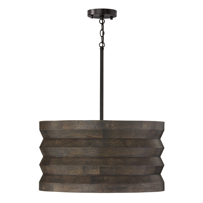 Dunn Four Light Pendant in Espresso Stain and Black