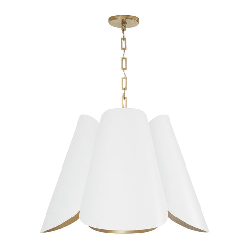 Maeve Four Light Pendant in Matte Brass and White