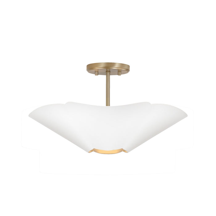 Maeve Four Light Pendant in Matte Brass and White